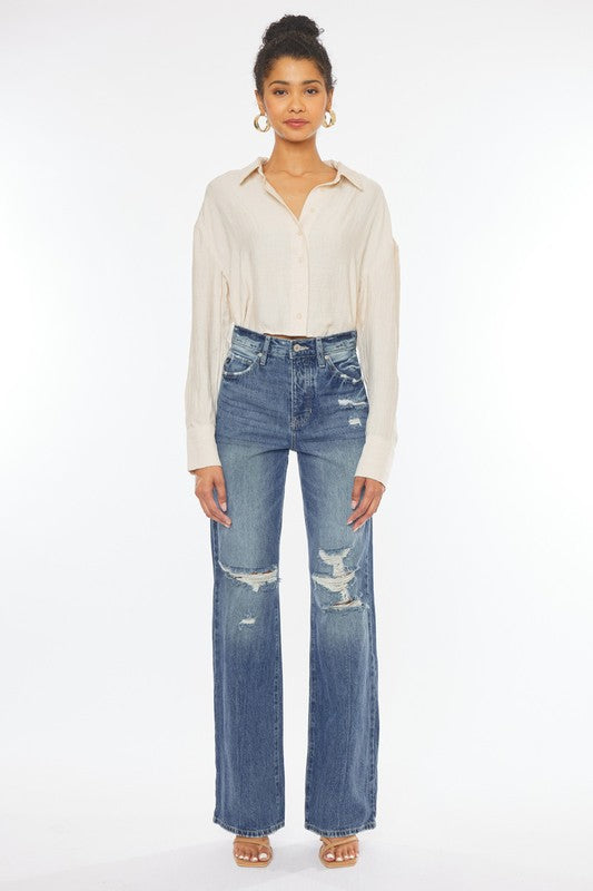 Kancan Ultra High-Rise Distressed 90s Flare