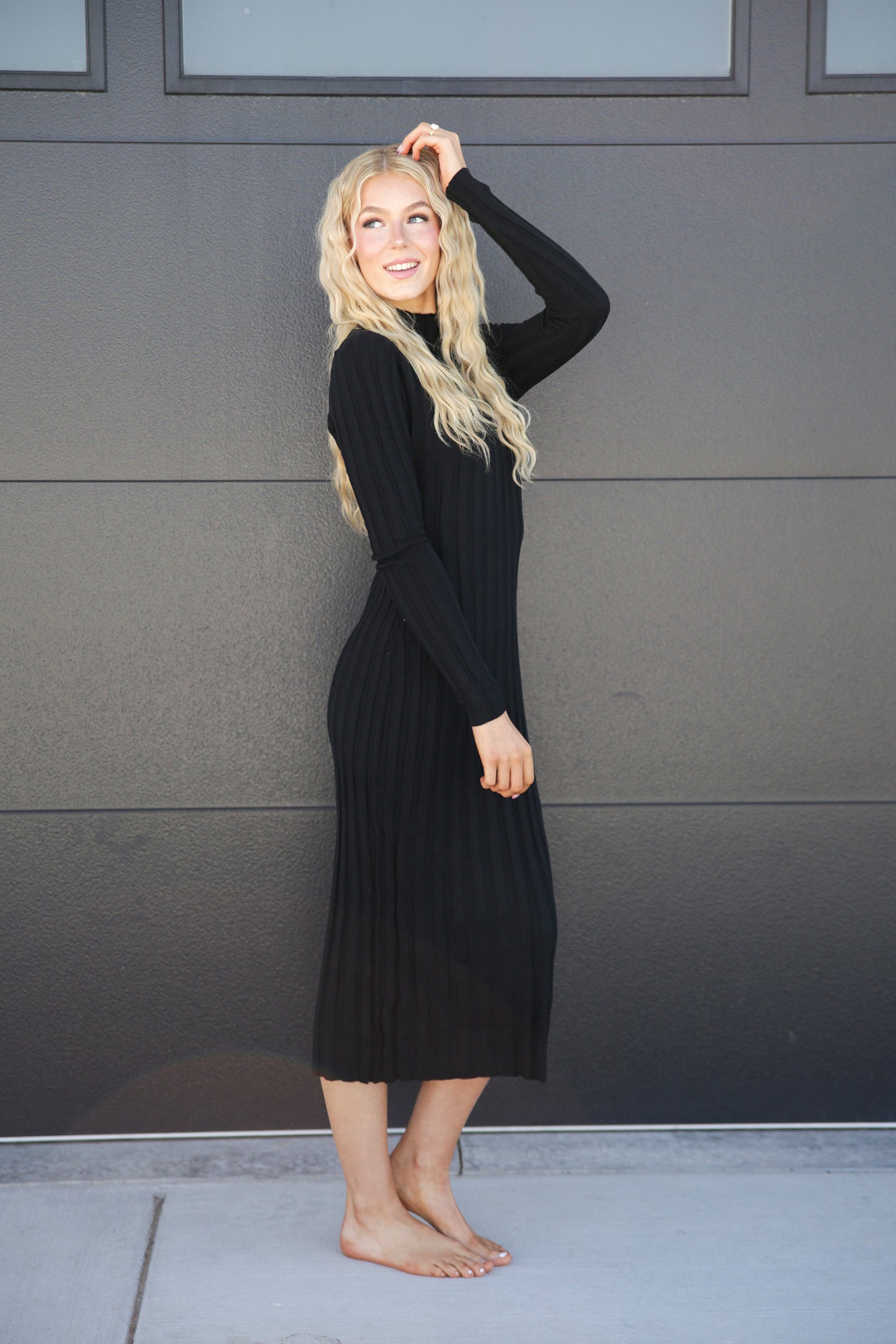 Amelia Ribbed Mock Neck Dress