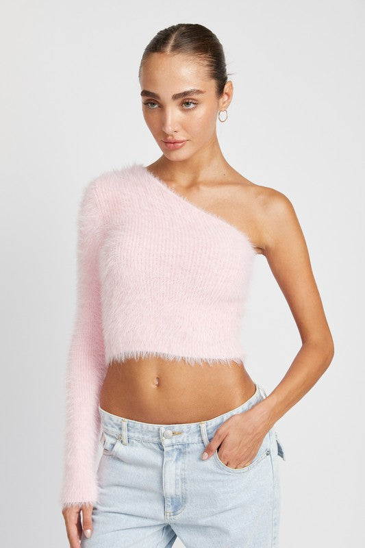 One sided off shoulder sweater new arrivals