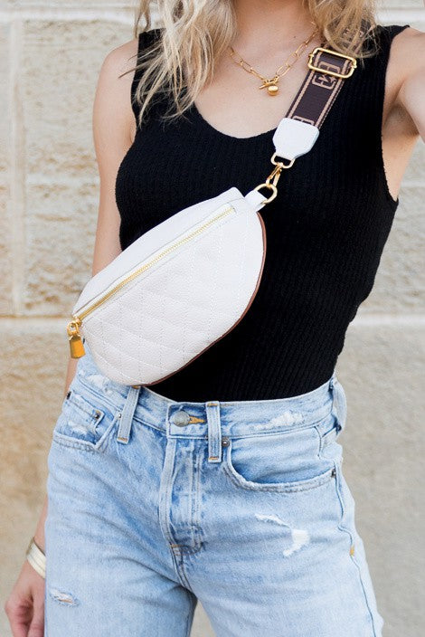 Hallie Quilted Leather Crescent Sling Bag