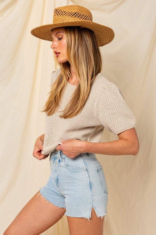 Blake Round Neck Texture Top