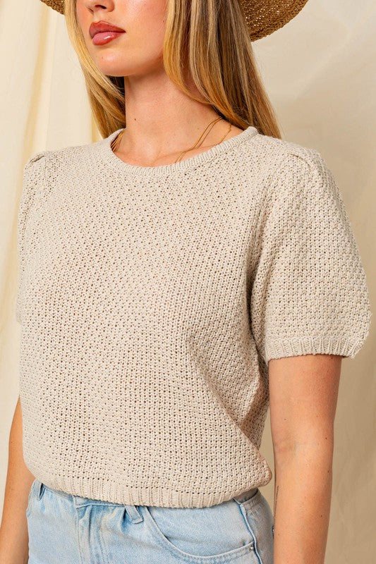 Blake Round Neck Texture Top