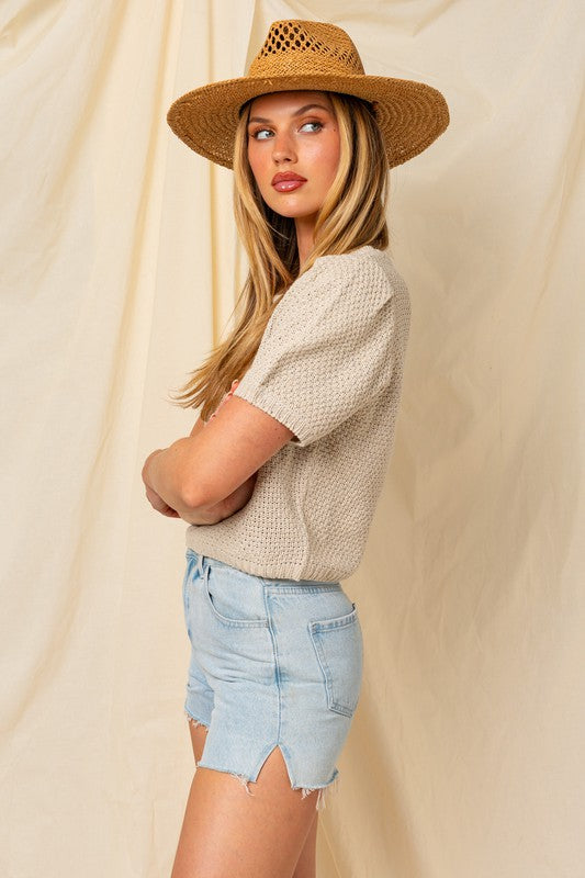 Blake Round Neck Texture Top