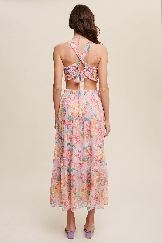 Rory Floral Textured Two-Piece Maxi Dress
