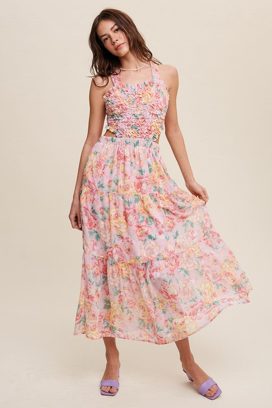 Rory Floral Textured Two-Piece Maxi Dress
