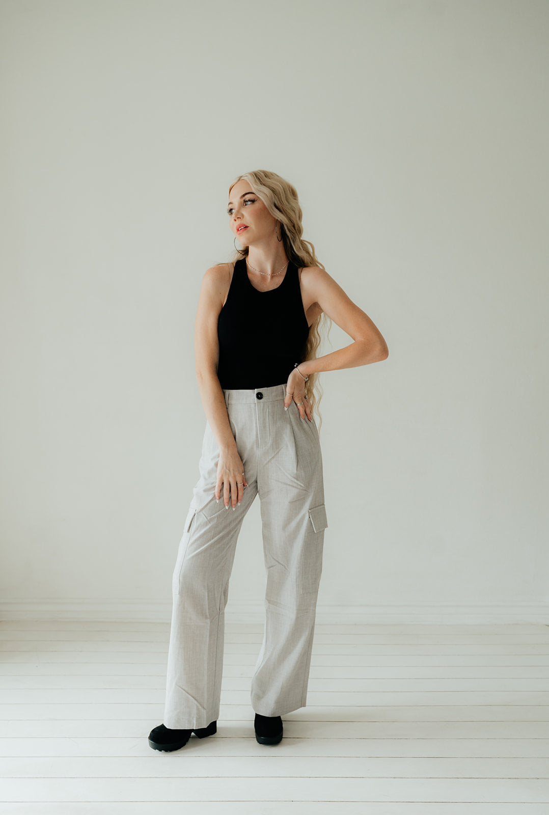 Heather Woven Cargo Trousers