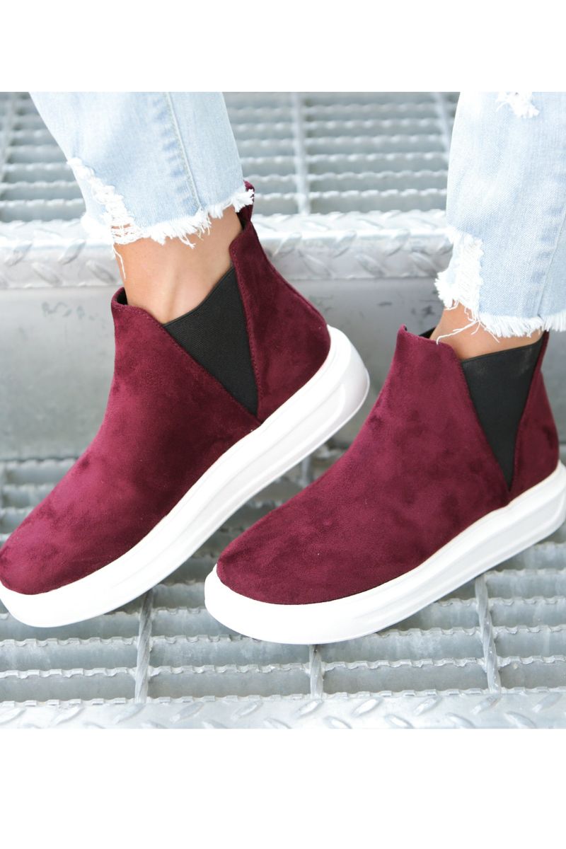 Burgundy slip on sneakers online