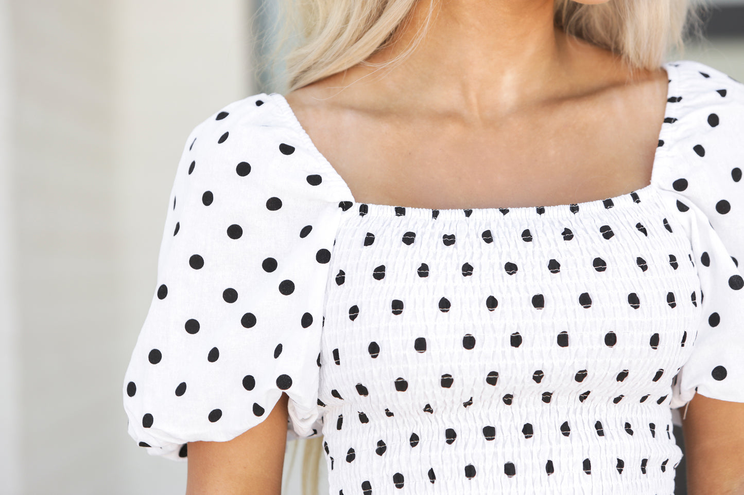 Polka Dot Smocked Top