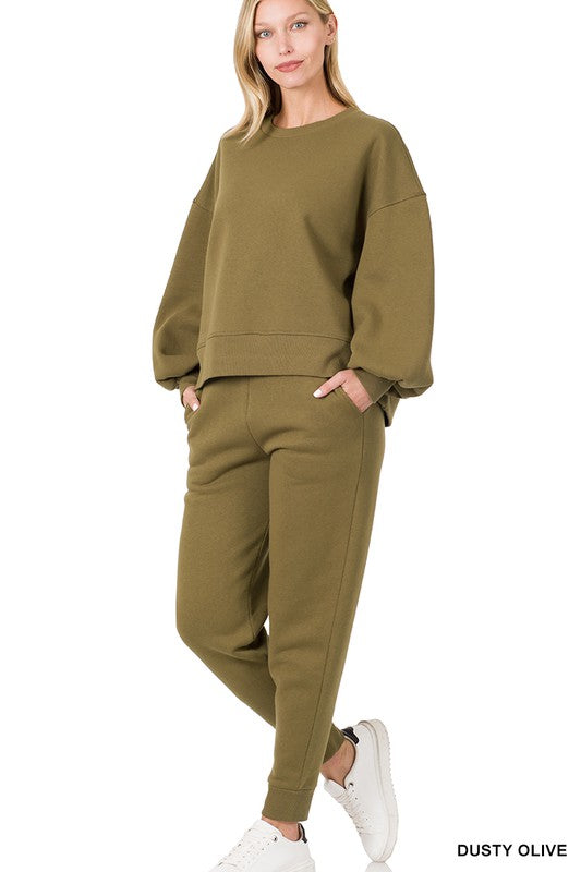 Adley Balloon Sleeve Sweatshirt & Sweatpants Set