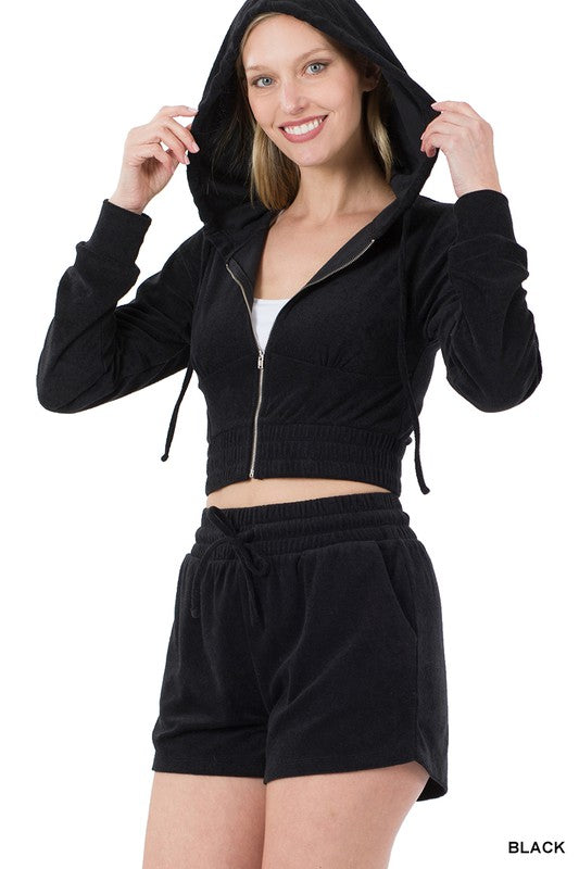 All Set Cropped Hoodie and Shorts Set