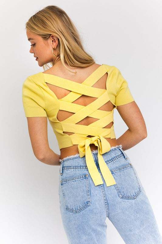 Alyssa Laced Up Knit Top