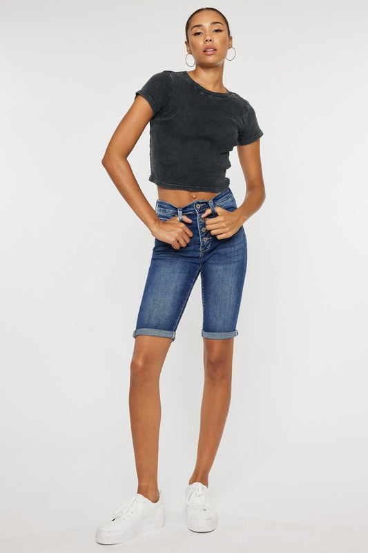 Krista High Rise Cuff Bermuda Shorts