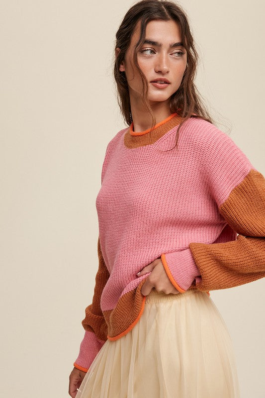 Harper Color Block Ribbed Knit Sweater