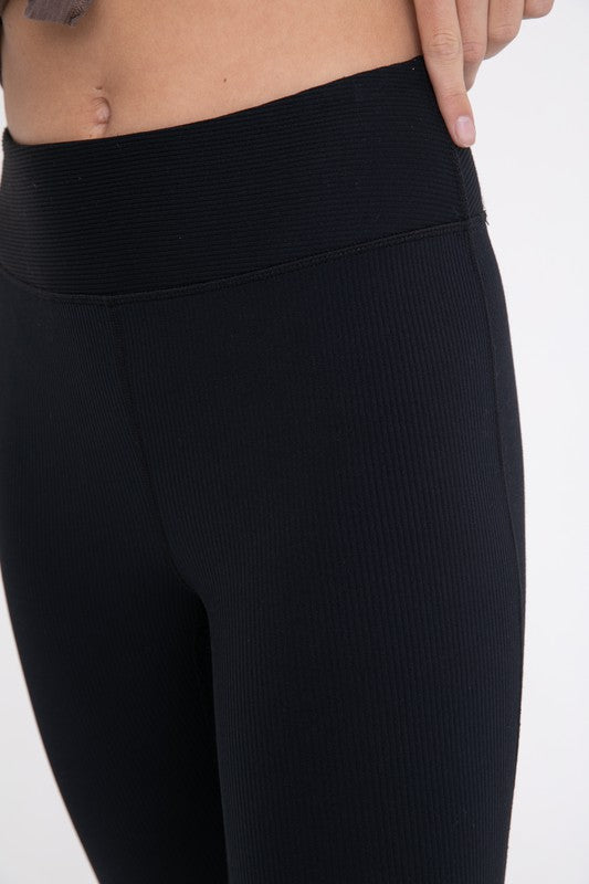 Janya Ribbed Flare High-Waist Leggings