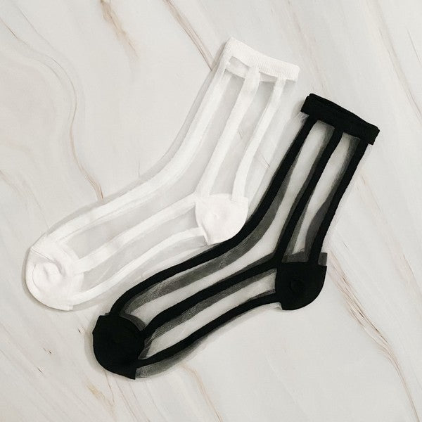 In Line Sheer Socks Set Of 2 Pairs