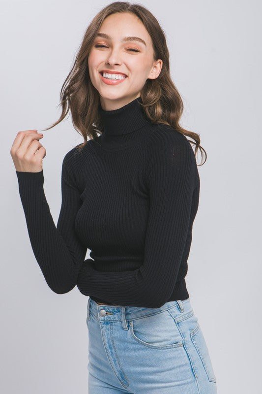 Shaye Turtleneck Ribbed Knit Sweater Top