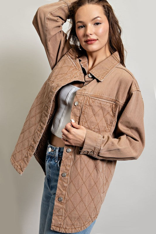 Tia Quilted Button Down Jacket
