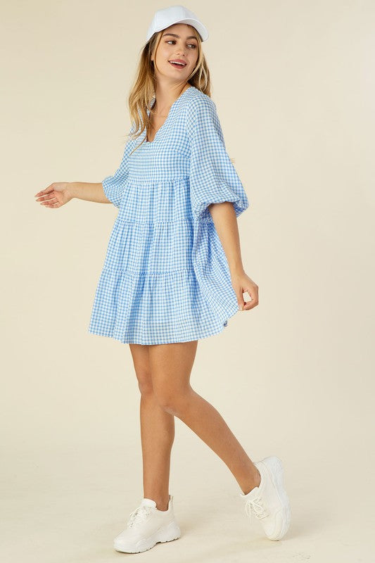 Hudson Gingham Checked Tiered Dress