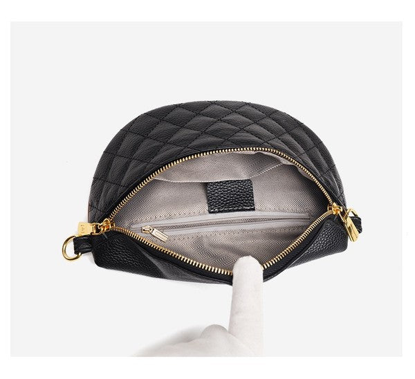 Hallie Quilted Leather Crescent Sling Bag