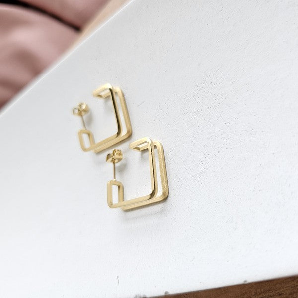 Square Up Gold Earrings