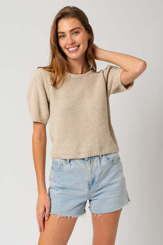 Blake Round Neck Texture  Top