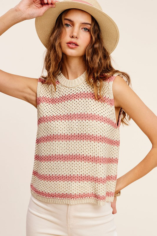 Natalie Chunky Stripe Sleeveless Sweater Top