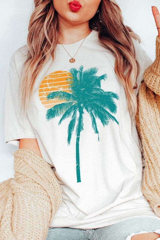 Palm Tree & Sunset Graphic T Shirts