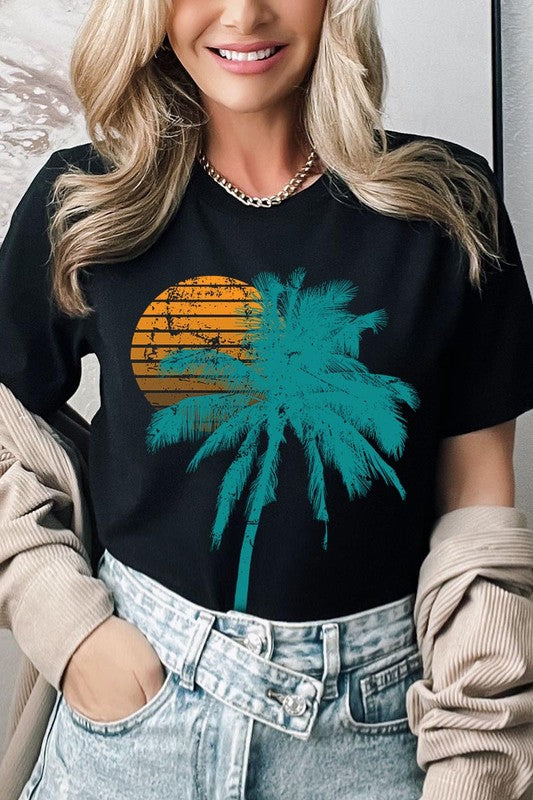 Palm Tree & Sunset Graphic T Shirts