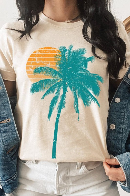 Palm Tree & Sunset Graphic T Shirts