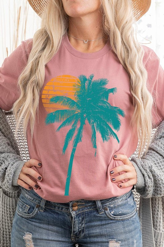 Palm Tree & Sunset Graphic T Shirts