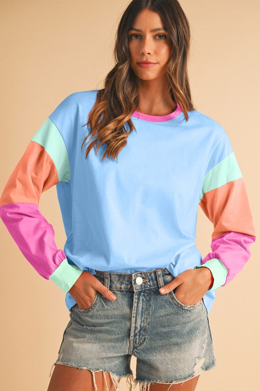 Sammy Color Block Sleeve Loose Fit Top