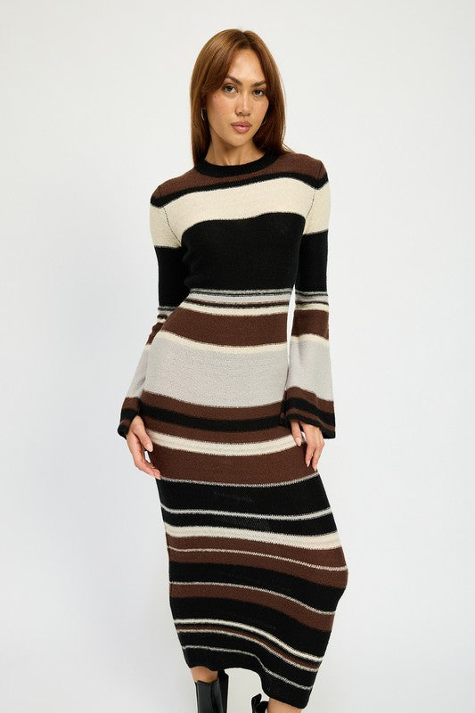 Steven Striped Bodycon Sweater Dress