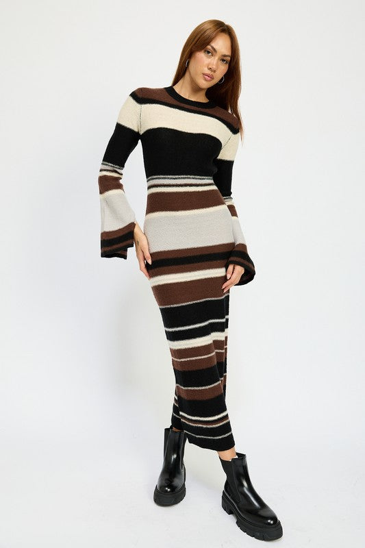 Steven Striped Bodycon Sweater Dress