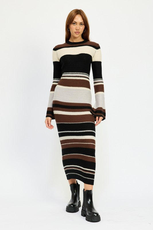 Steven Striped Bodycon Sweater Dress