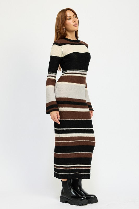 Steven Striped Bodycon Sweater Dress