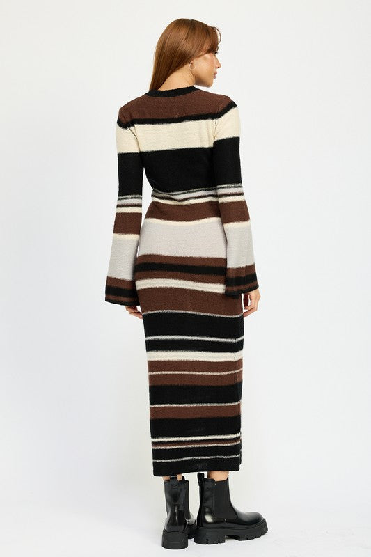 Steven Striped Bodycon Sweater Dress