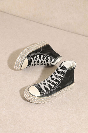 High top outlet studded sneakers