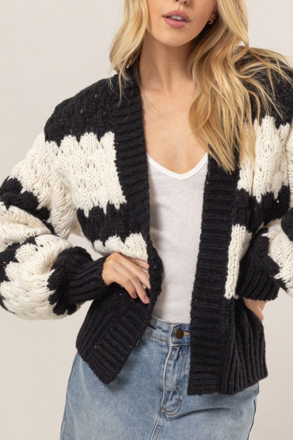 Leela Scallop Striped Cardigan