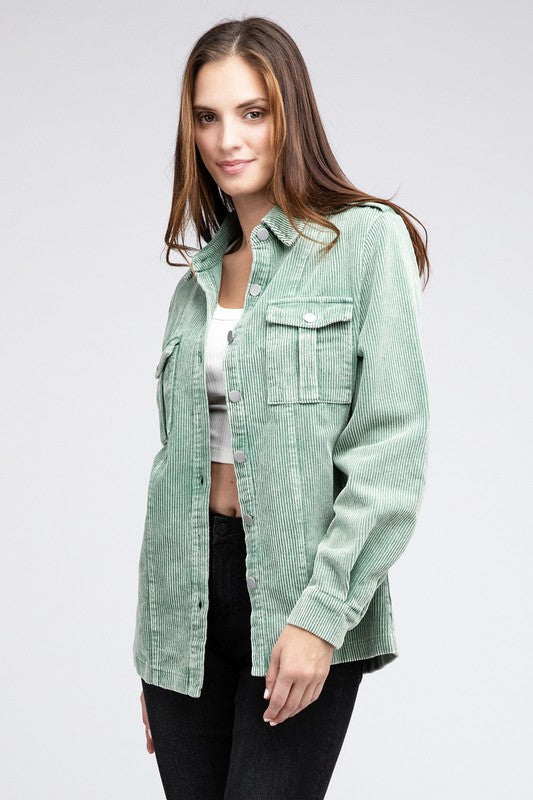 Chic Corduroy Buttoned Down Shacket
