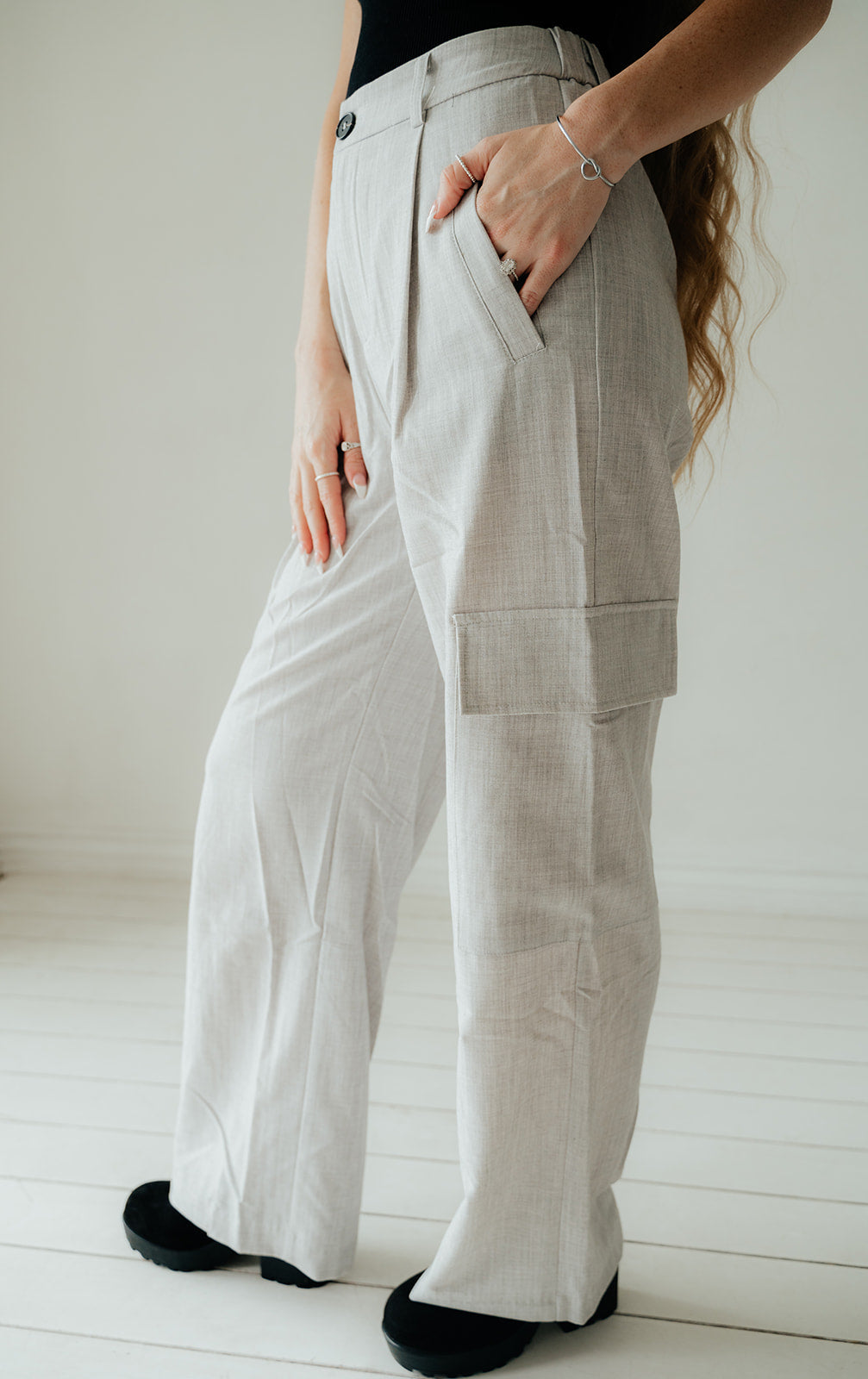 Heather Woven Cargo Trousers