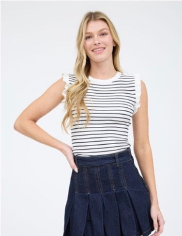 Cali Stripe Ruffled Tank