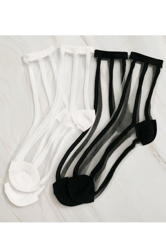 In Line Sheer Socks Set Of 2 Pairs