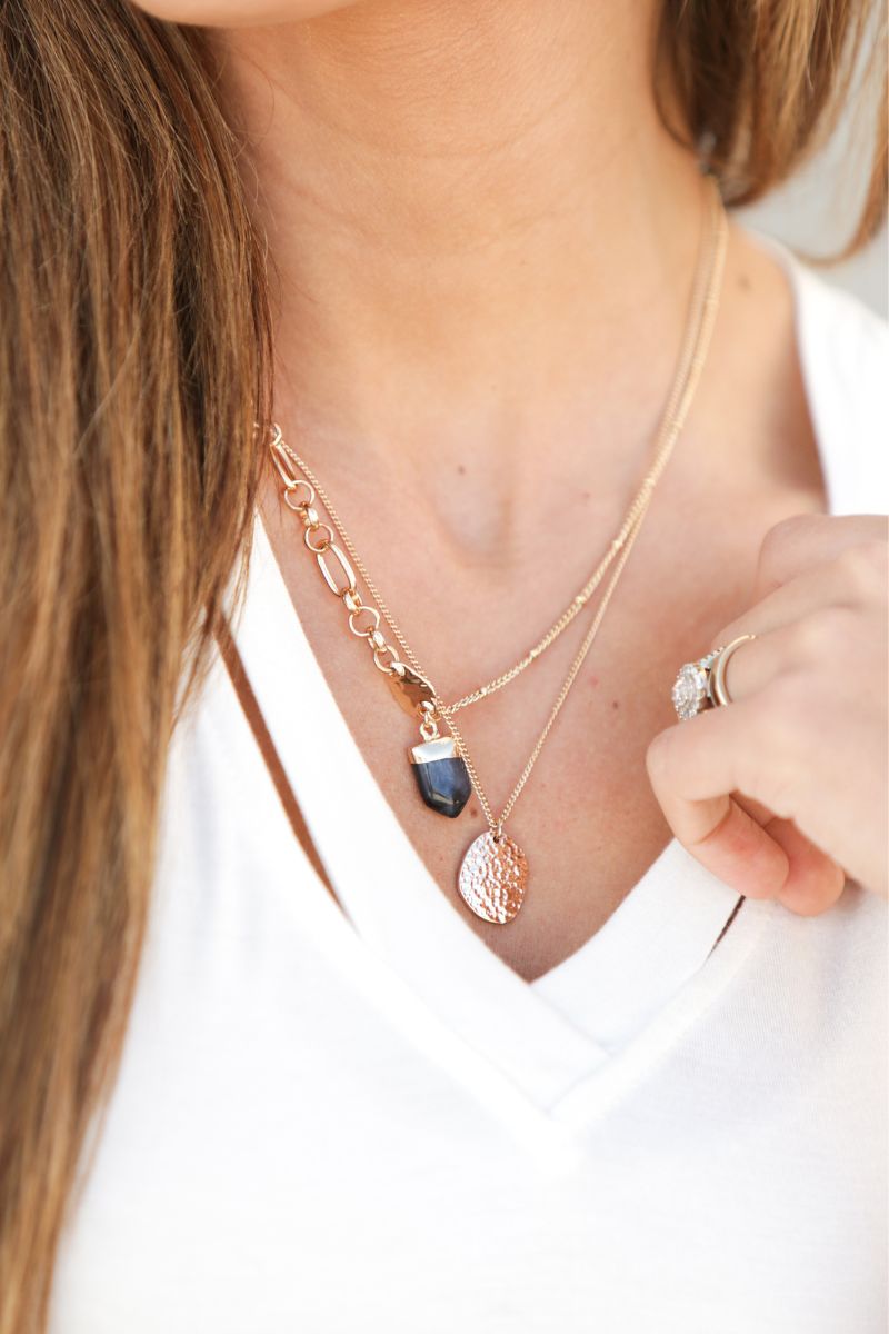 Stone and Pendant Layered Necklace