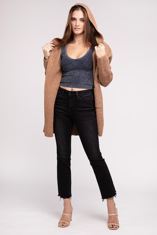 Plush knit longline open front outlet sweater