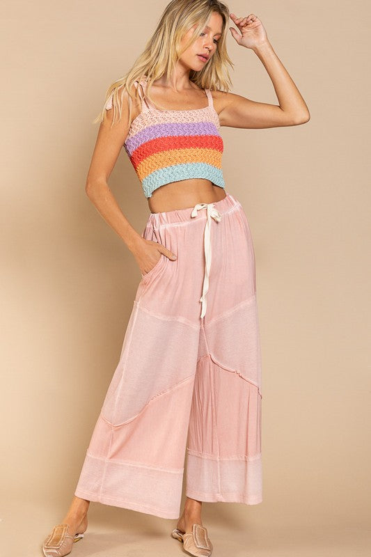 Knot-Tied Striped Knit Crop Top