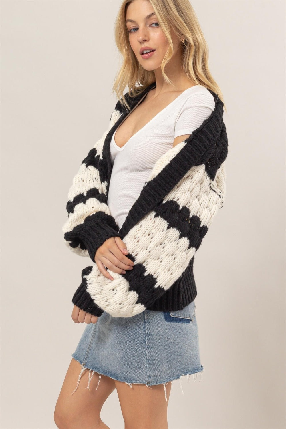 Leela Scallop Striped Cardigan