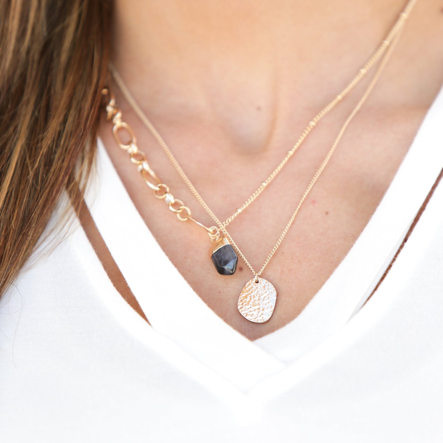 Stone and Pendant Layered Necklace