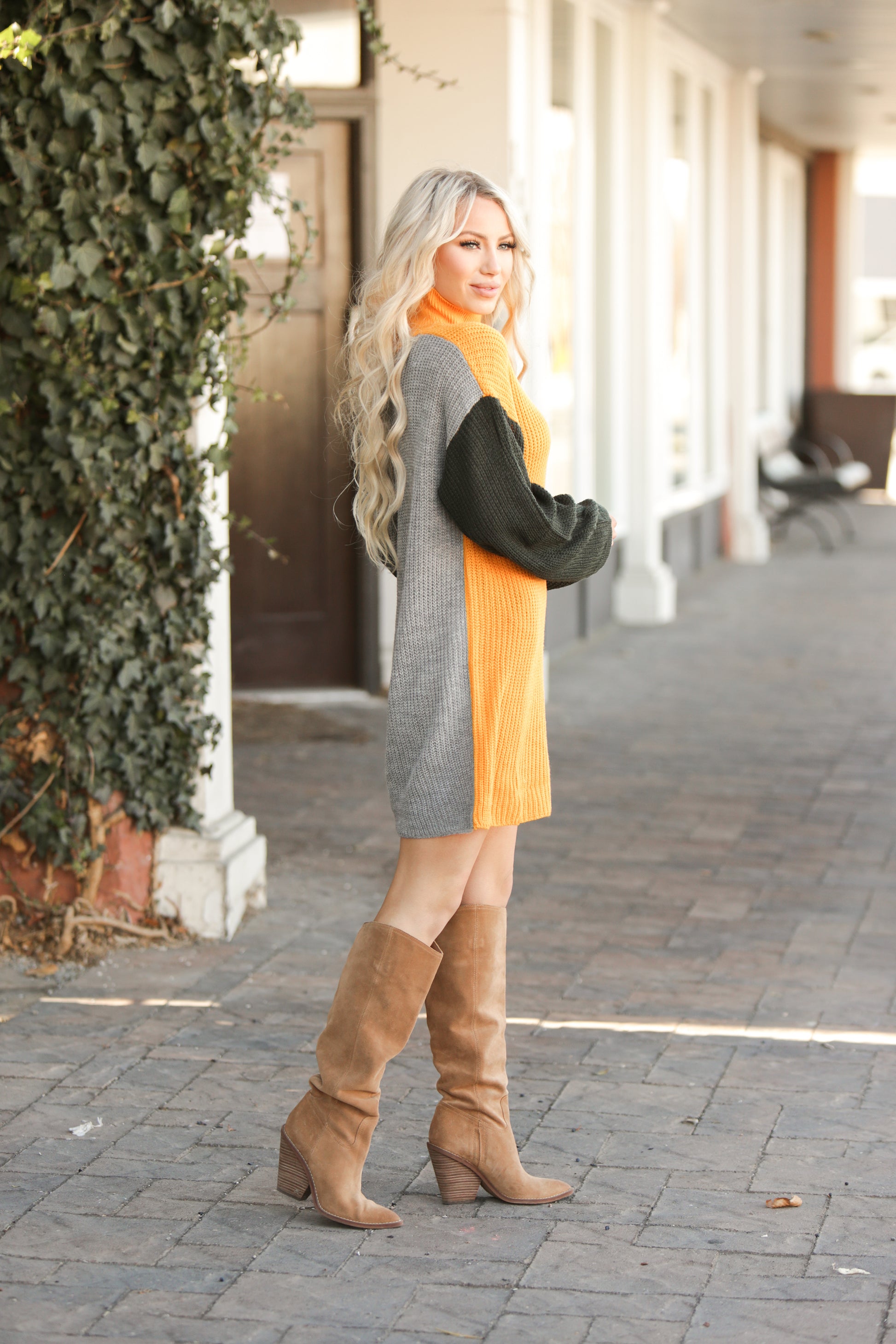 Contrast Sweater Dress – The Obsessions Boutique Contrast Sweater Dress – The Obsessions Boutique