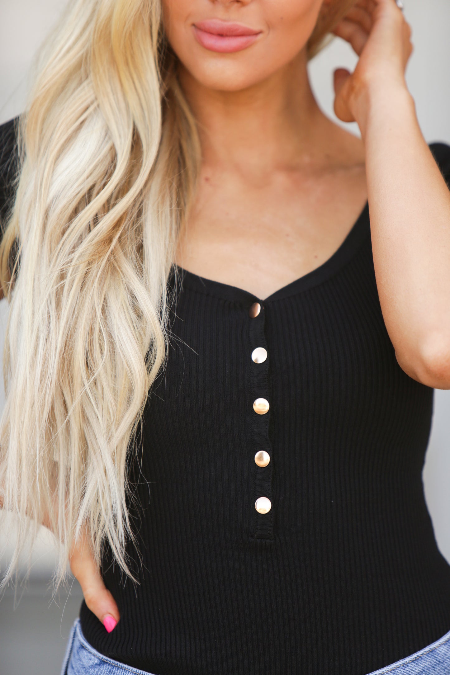 Ribbed Button Down Body Suit
