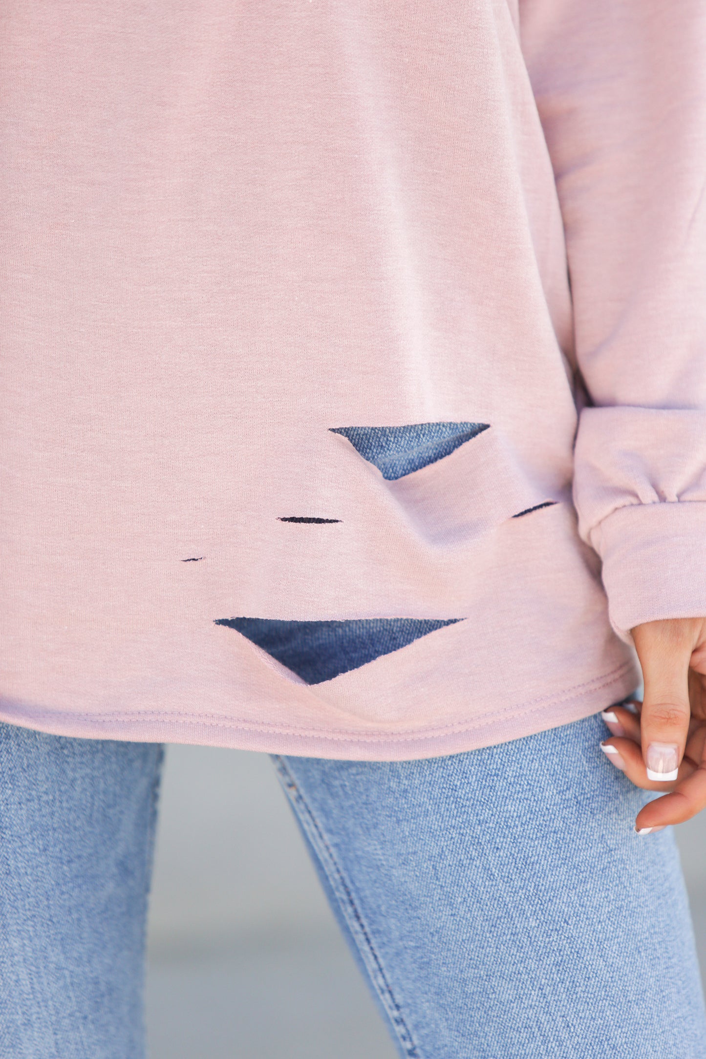 Distressed French Terry Sweatshirt
